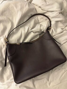 H&M Chocolate Brown Shoulder Bag with Gold Hardware
